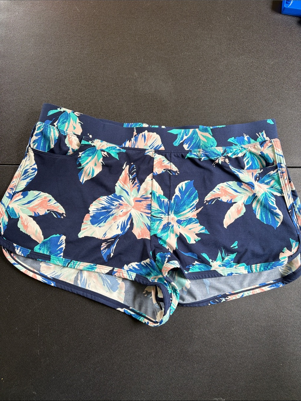 Carve designs lined Navy Floral Athletic swim Shorts